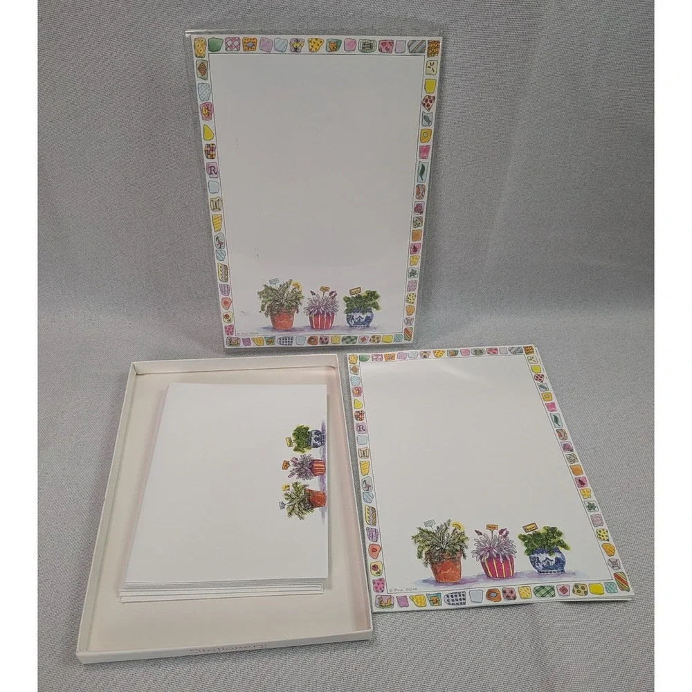 Hallmark Eaton Stationery Set Vintage White Blue Floral Paper Envelopes Good